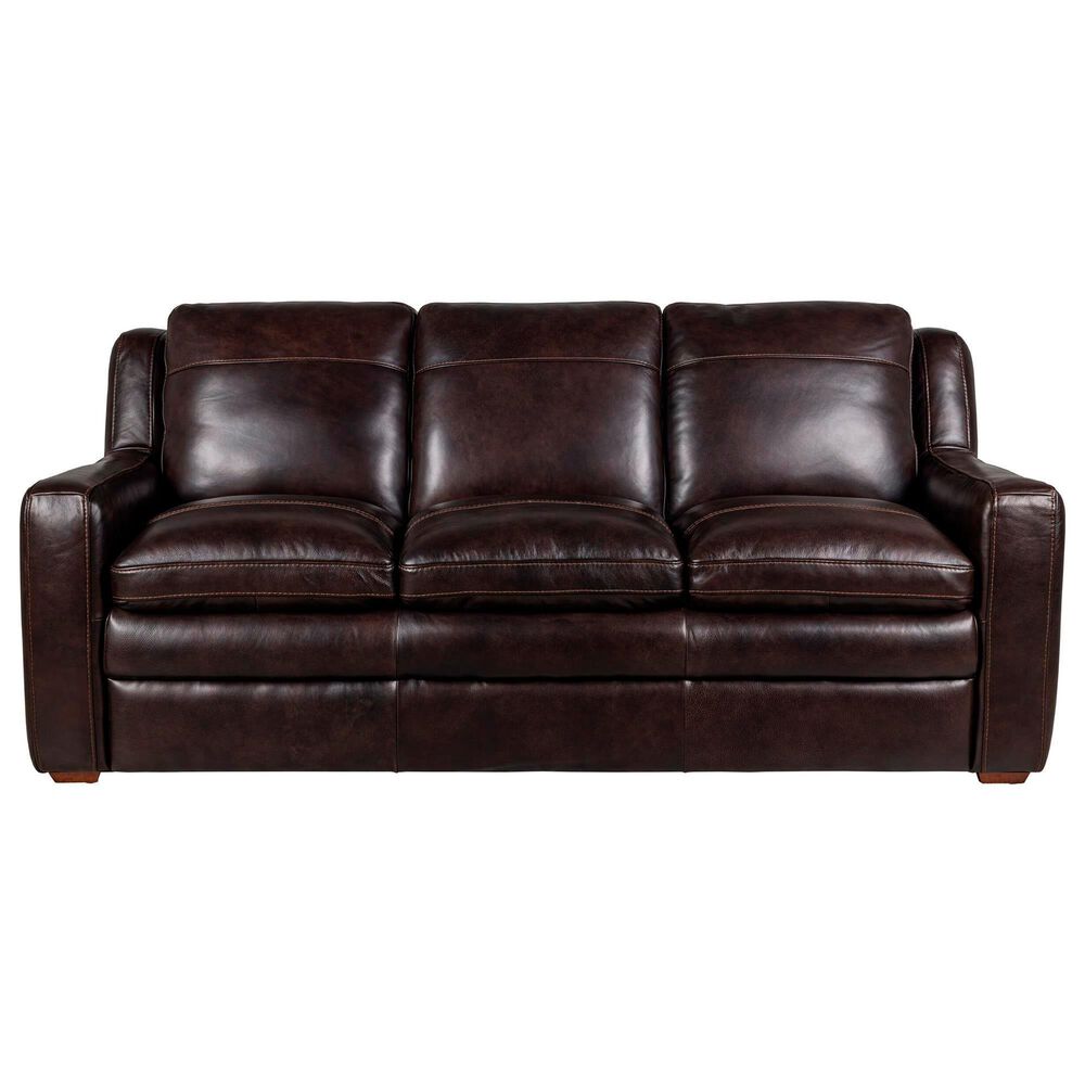 Bordeaux &amp; Co 4-Piece Stationary Leather Living Room Set in Berlin Dark Brown, , large