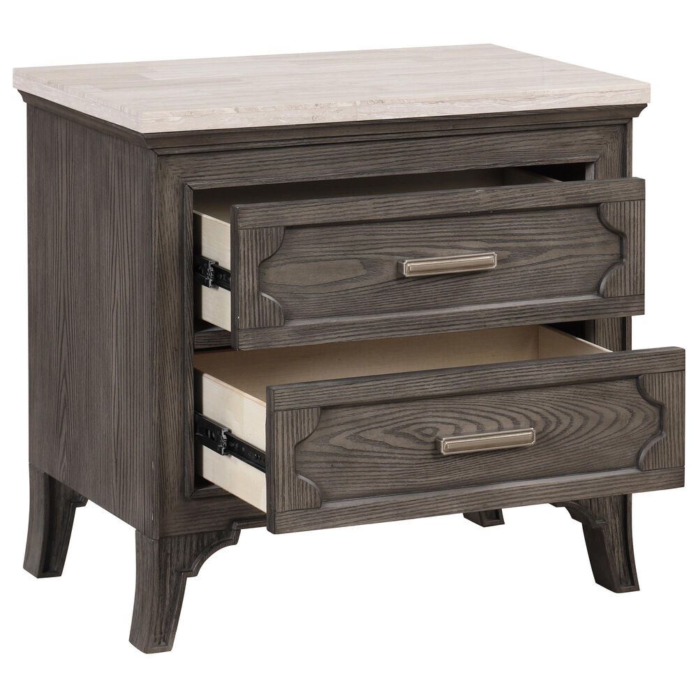 New Heritage Design Lisbon 2-Drawer Nightstand in Gray and White, , large