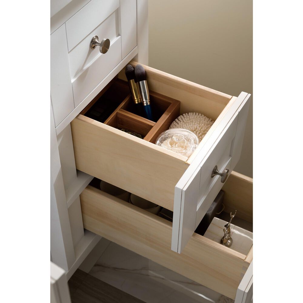 James Martin Vanities Palisades 30&quot; Single Bathroom Vanity in Bright White with 3 cm Eternal Marfil Quartz Top and Rectangular Sink, , large