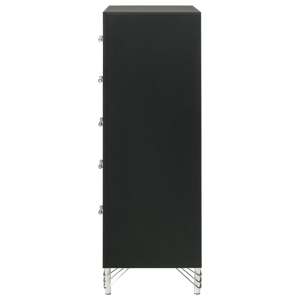 Coaster Lucia 5-Drawer Chest in Black and Chrome, , large