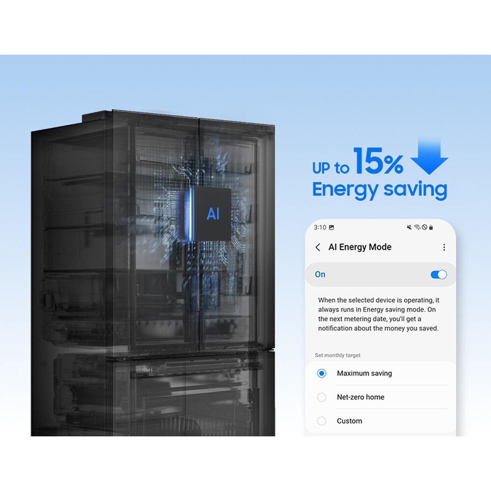 Samsung Bespoke AI 30 Cu. Ft. French Door Refrigerator with Zero Clearance Fit and In-Door Tall Water Dispenser in Matte Black Steel, , large