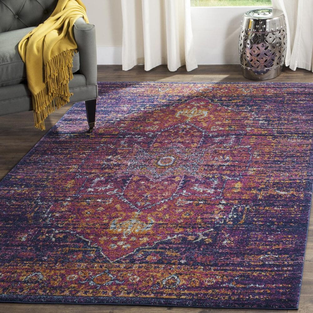 Safavieh Evoke EVK275F 2&#39;2&quot; x 4&#39; Blue and Fuchsia Scatter Rug, , large
