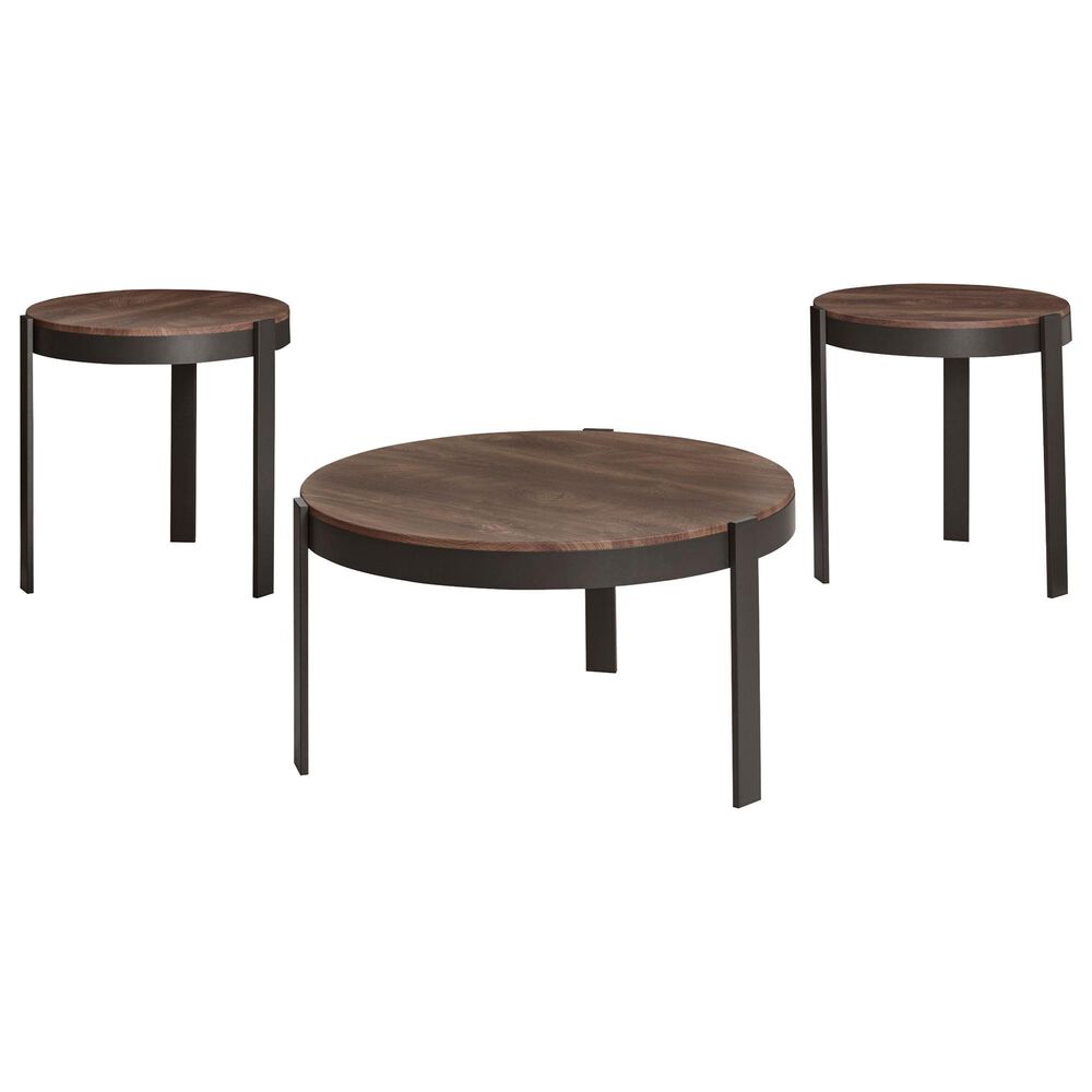 Ashley Horizon Hills Occasional Table in Brown and Black (Set of 3), , large