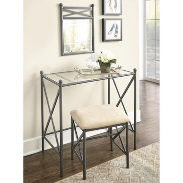 Linden Boulevard Mission Hills Iron Vanity Set with Mirror in Dark Gray, , large