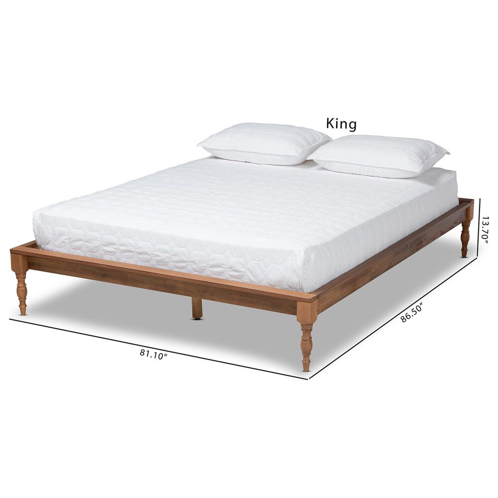 Baxton Studio Romy King Platform Bed Frame in Ash Walnut, , large
