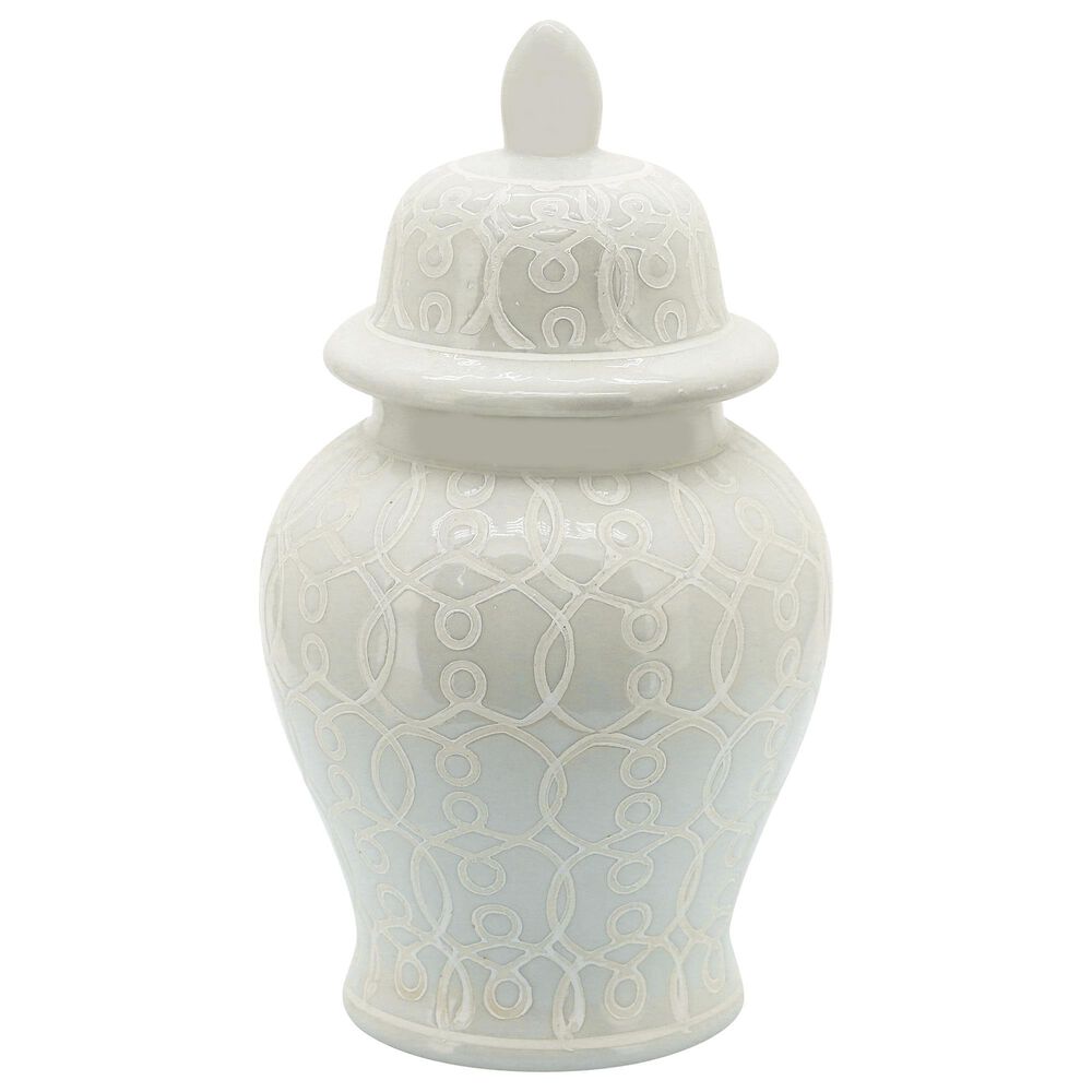 Sagebrook Home 10" Temple Jar in Ivory, , large