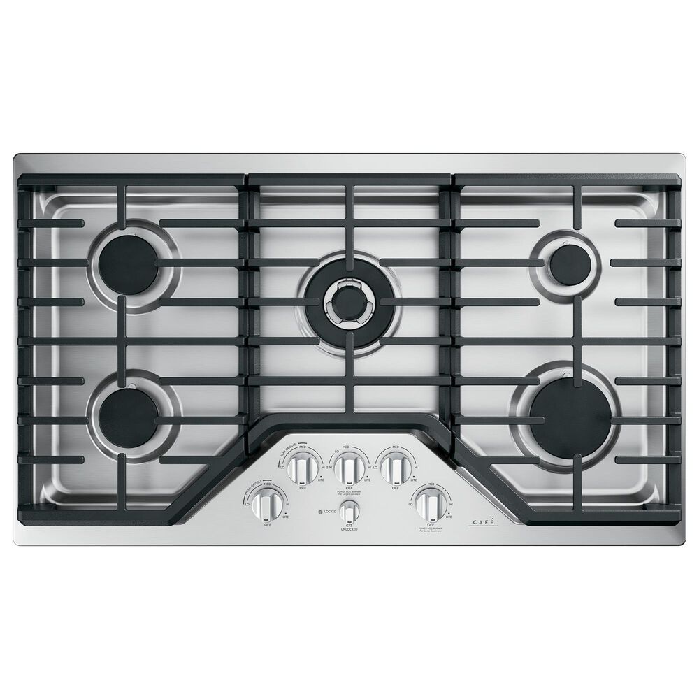 Cafe 2-Piece Kitchen Package with Matte Black 30" Smart Built-In Convection Double Wall Oven and Stainless Steel 36" Gas Cooktop, , large