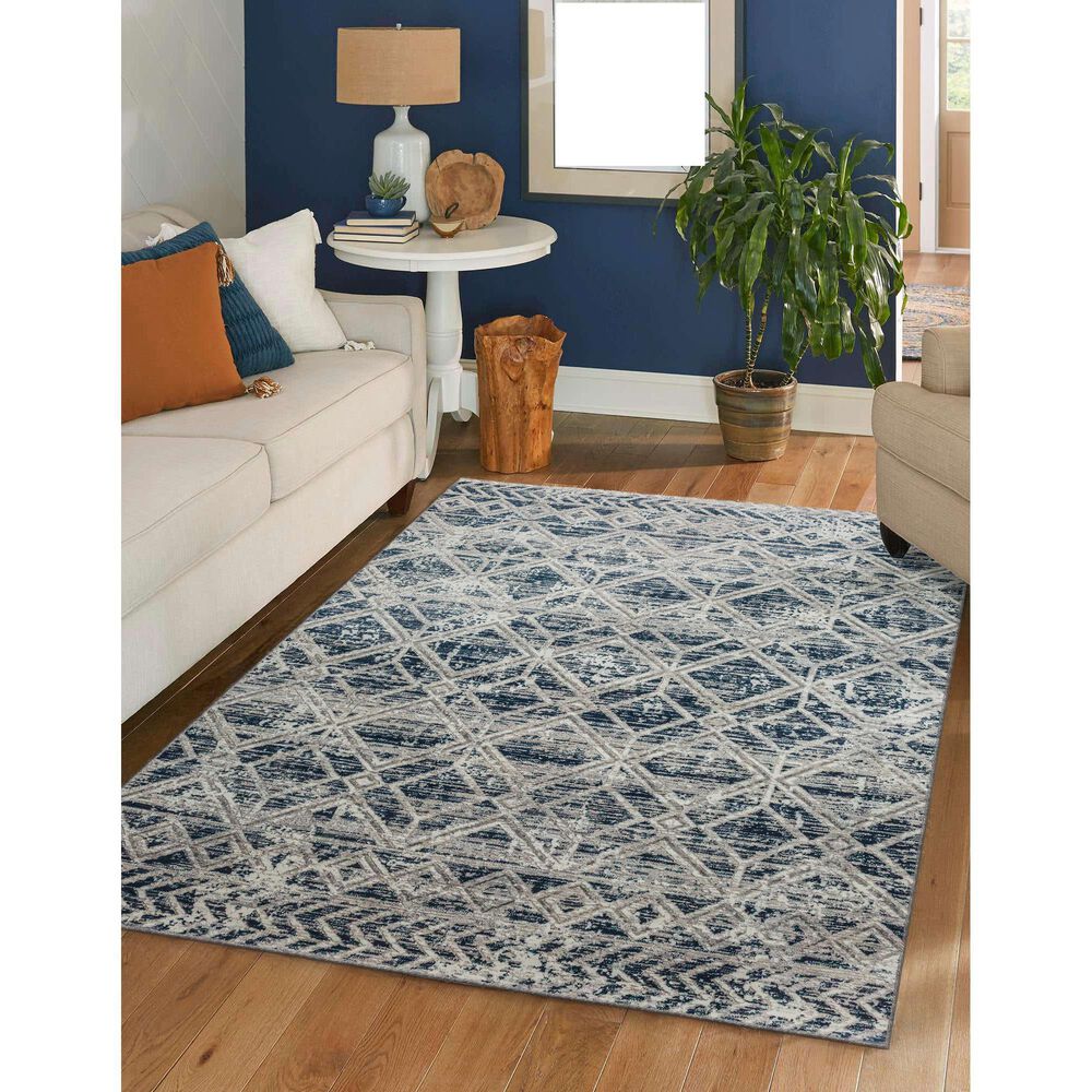 Radici USA Livigno Southwestern 3&#39;3&quot; x 4&#39;11&quot; Blue Area Rug, , large