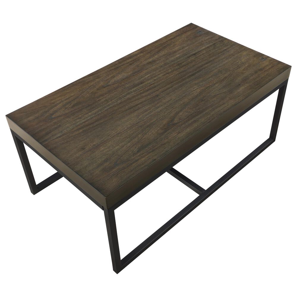 Steve Silver Furniture Yukon Rectangular Nesting Coffee Table with 2 Stools in Walnut and Black, , large