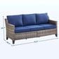 Sunwell Garden 30"H 3-Seater Outdoor Sofa with Navy Cushions in Gray, , large