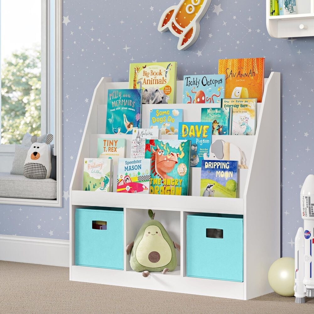 RiverRidge Home 3-Cubby Kid Book Rack in White, , large