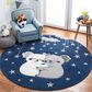 Safavieh Carousel Animals 5"3" Round Navy and Grey Kids Area Rug, , large