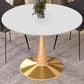 Leisuremod Bristol 40" Round Dining Table with MDF Top in Gold and White - Table Only, , large