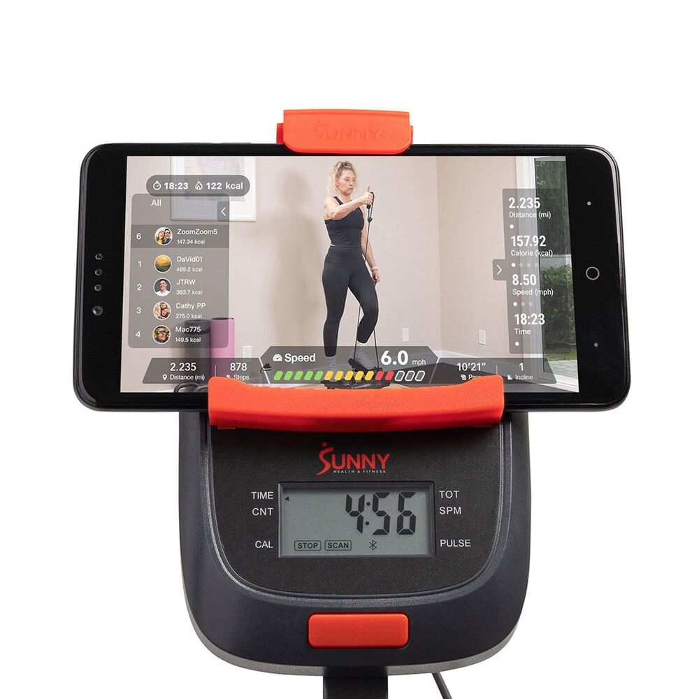 Sunny Health &amp; Fitness Smart Foldable Stair Climber with Resistance Bands in Grey and Black, , large