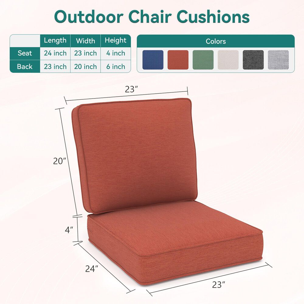 Sunwell Garden 4" Thick Outdoor Seat and Back Cushion Set in Red, , large