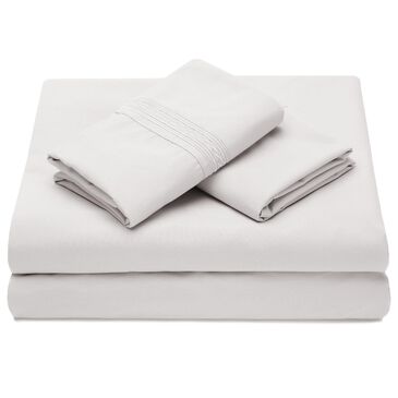 Chanasaya Home 4-Piece Queen Solid Embroidered Sheet Set in Taupe Gray, , large