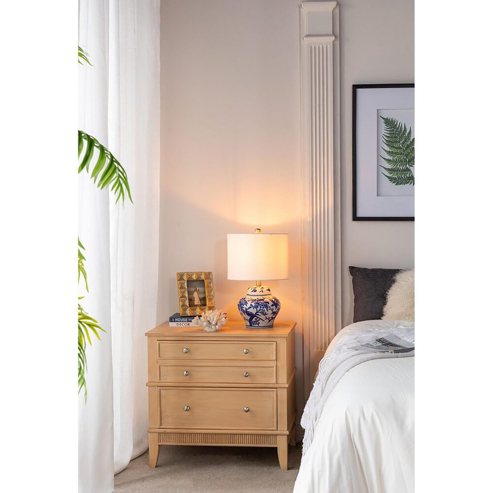A&amp;B Home Floral Vase Table Lamp in Blue and White, , large