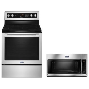 Maytag 2-Piece Kitchen Package with 30" Electric Range and 1.9 Cu. Ft. Over-the-Range Microwave in Fingerprint Resistant Stainless Steel, , large