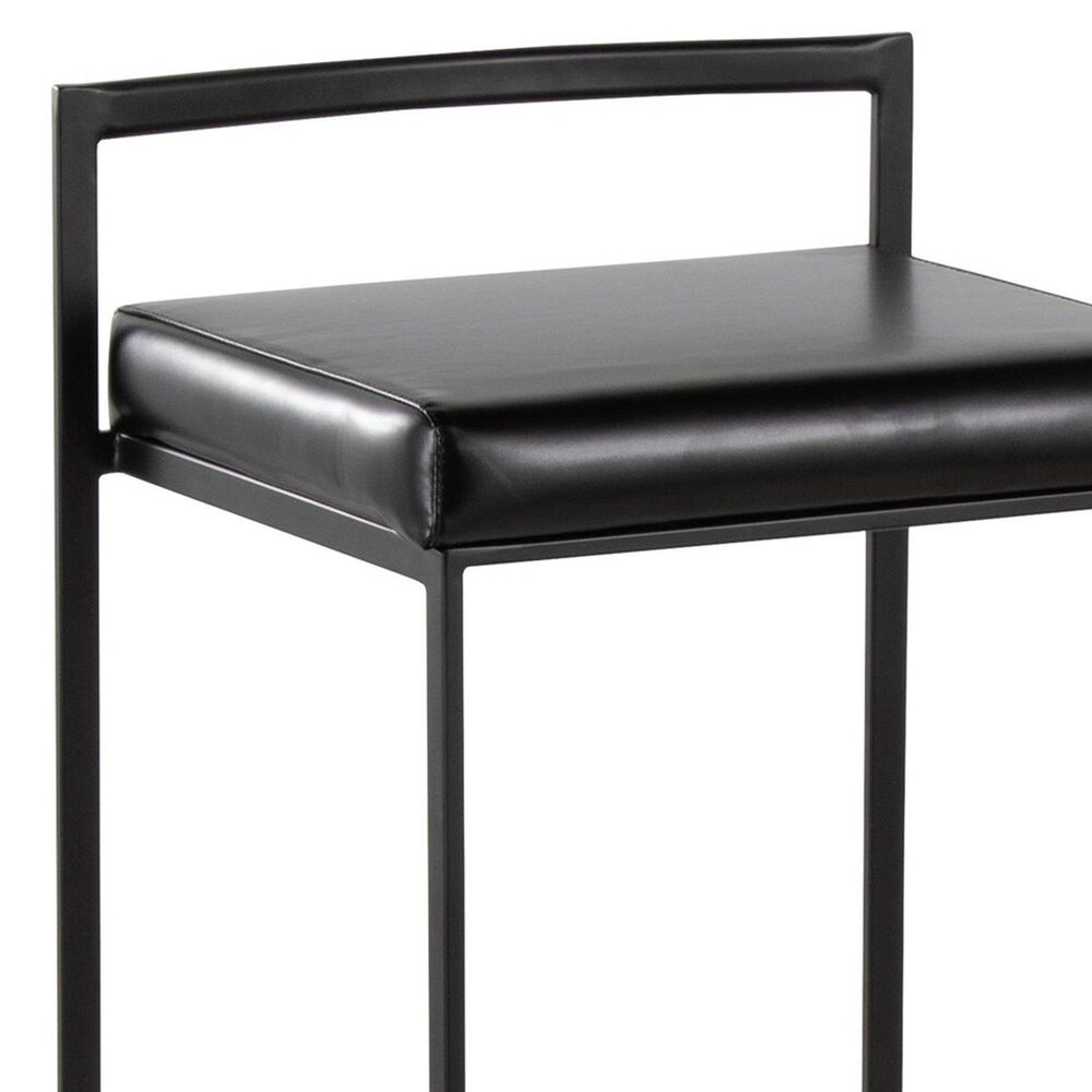 Lumisource Fuji Stackable Barstool with Black Faux Leather Cushion in Black &#40;Set of 2&#41;, , large