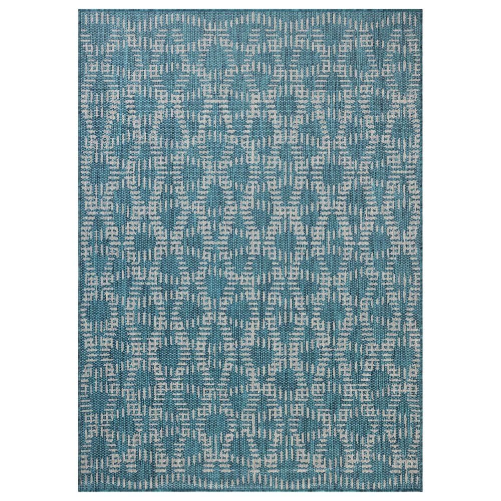Loloi Easton Fog and Teal 2&#39;3&quot; x 3&#39;9&quot; Indoor/Outdoor Area Rug, , large