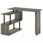 HOMLUX 3-Tier Shelves L-Shape Computer Desk in French Oak Grey and Black, , large