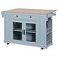 HOMLUX 54" Mobile Kitchen Island with Glass Door Storage in Grey and Blue, , large