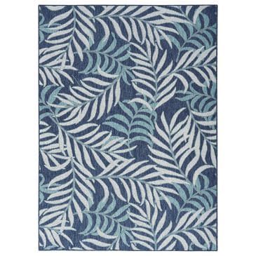 Nourison Garden Oasis Ivory and Navy 5" x 7" Indoor/Outdoor Area Rug, , large