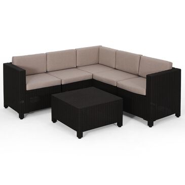 Noble House Waverly 6-Piece Patio Sectional Set in Dark Brown, , large