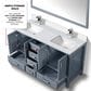Lexora Home Jacques 60" Double Bathroom Vanity in Dark Grey with 2 cm White Cultured Marble Top and Rectangular Sinks, , large