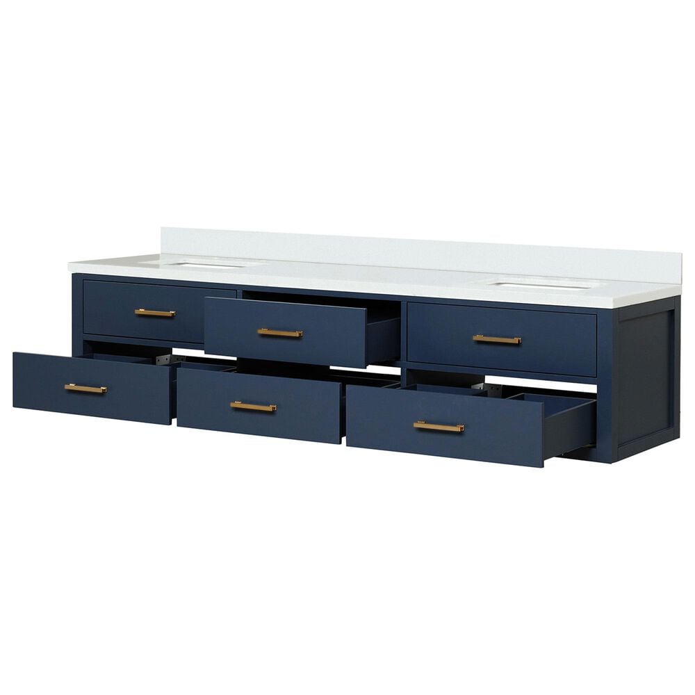 Lexora Home Castor 80&quot; Double Bathroom Vanity in Blue with 2 cm White Cultured Marble Top and Rectangular Sinks, , large