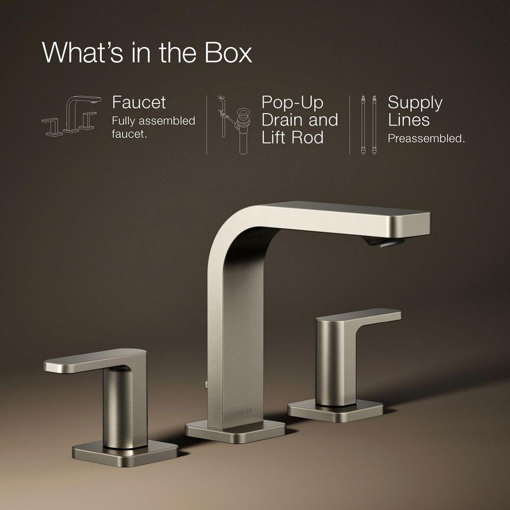 Kohler Parallel Widespread Bathroom Sink Faucet in Vibrant Brushed Nickel, , large