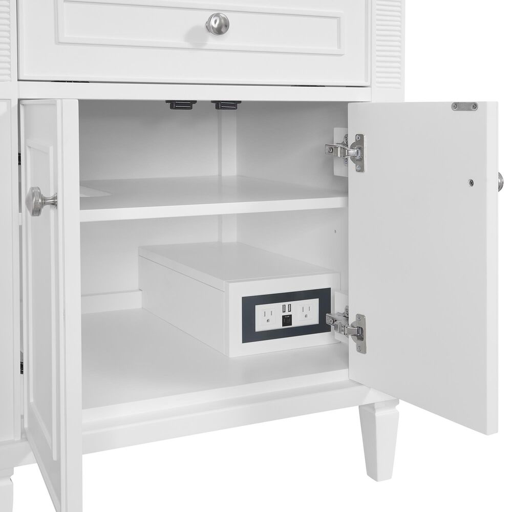 James Martin Vanities Lorelai 72" Double Bathroom Vanity in Bright White with 3 cm Eternal Jasmine Pearl Silestone Top, Rectangular Sinks and FreePower Wireless Charger, , large