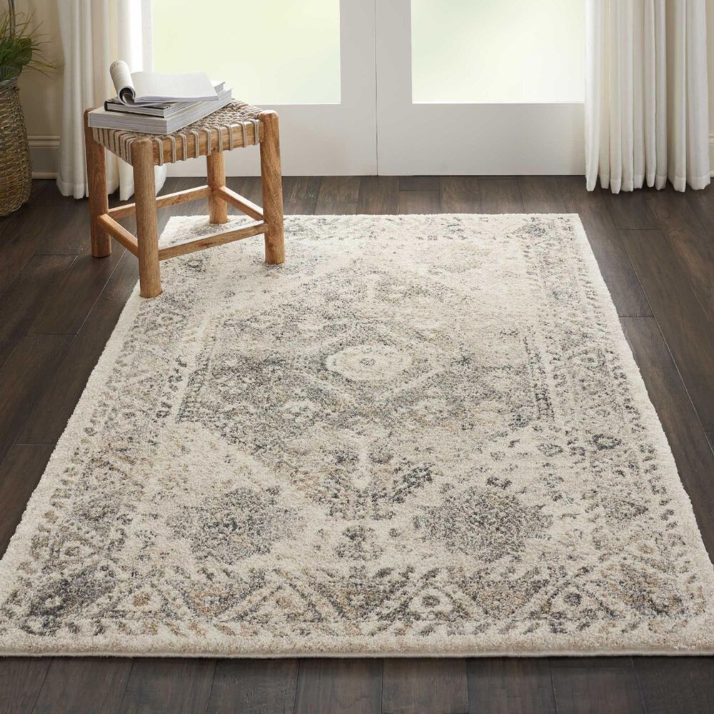 Nourison Fusion FSS11 4&#39; x 6&#39; Cream and Gray Area Rug, , large