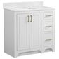 37B Lucerne 36" Single Bathroom Vanity Cabinet in Bright White with Marble Top and Backsplash, , large