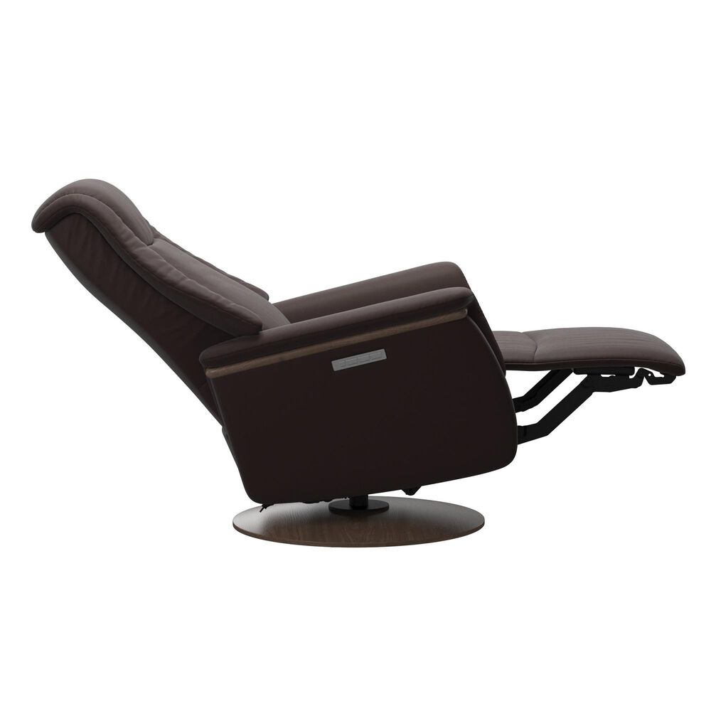 Stressless Max Small Swivel Power Recliner in Paloma Oxford Chocolate, , large
