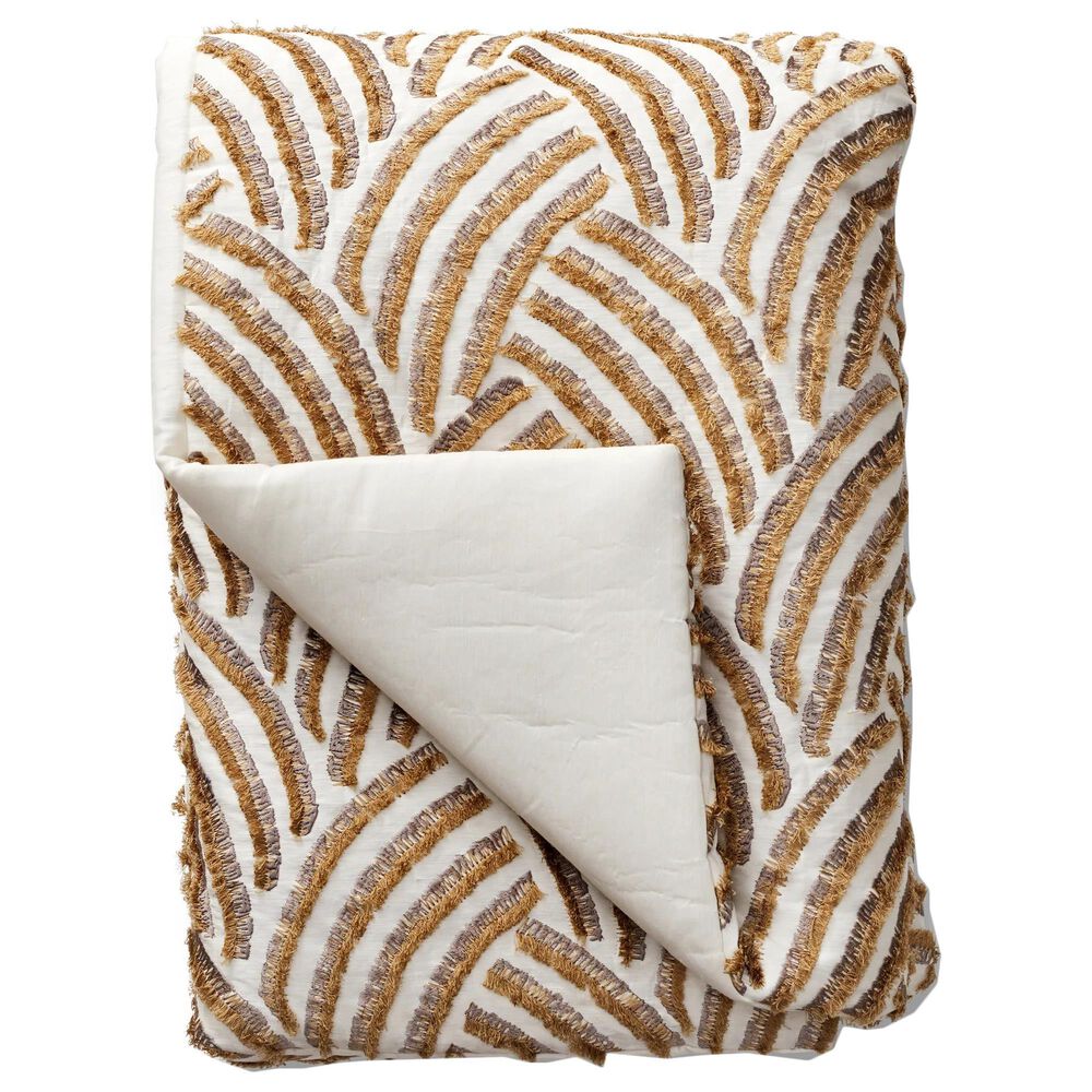 Ann Gish Trevi 96&quot; x 50&quot; Throw in Gold and Silver, , large