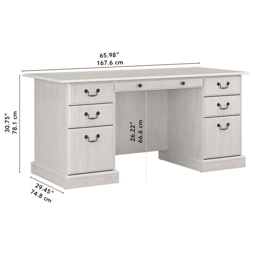 Bush Saratoga Executive Desk in Linen White Oak Nebraska Furniture Mart