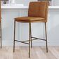 Classic Home Mayer 26" Counter Stool in Aged Brass Finish and Adobe Tan Top Grain Leather, , large
