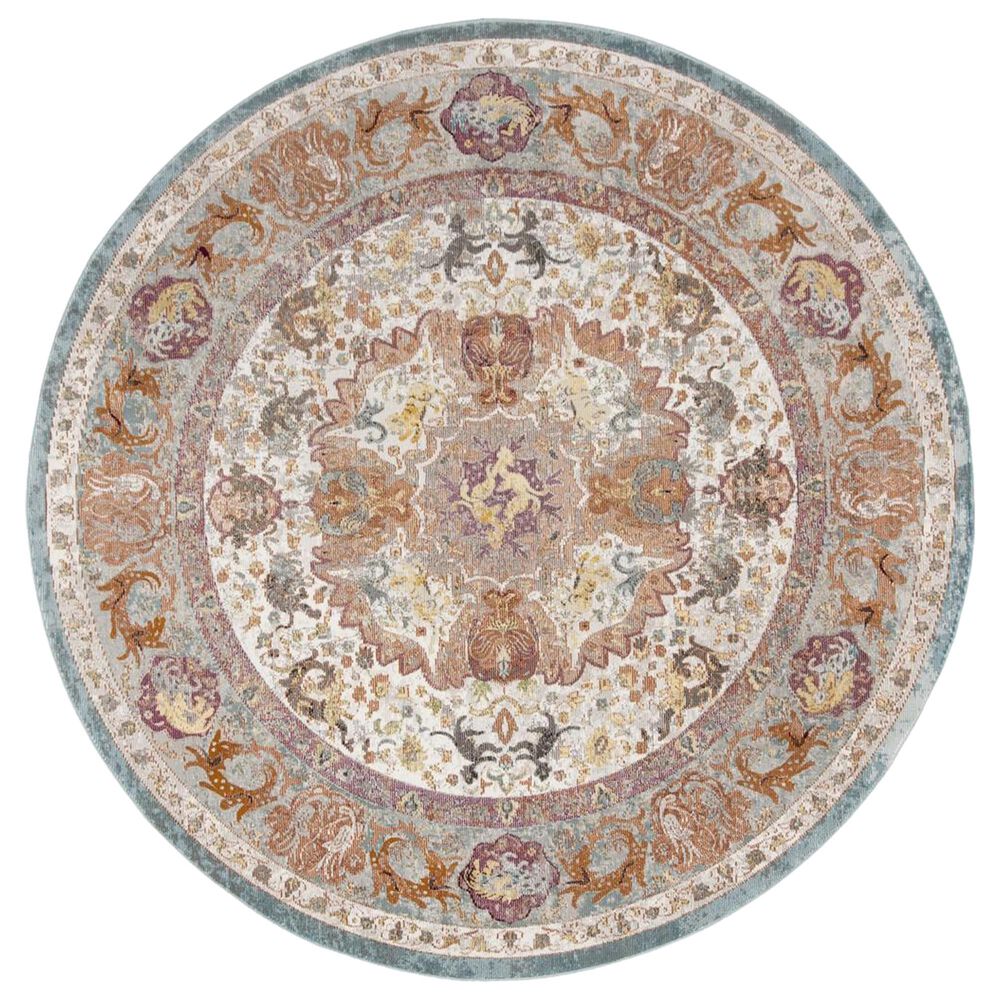 Safavieh Aria 6"6" Round Beige and Orange Area Rug, , large