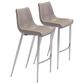 Zuo Modern Magnus Bar Stool in Gray and Silver (Set of 2), , large