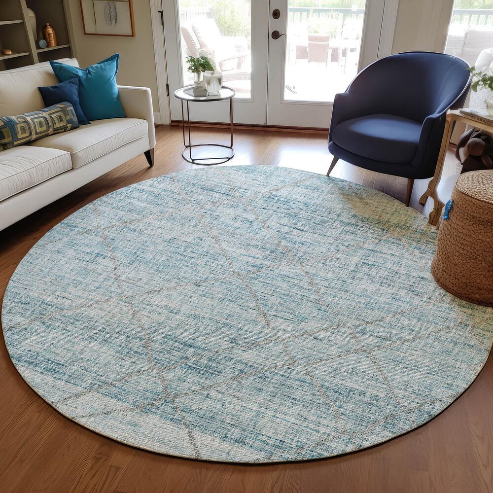 Dalyn Rug Company Portico PO1 Teal 8&#39; Round Area Rug, , large