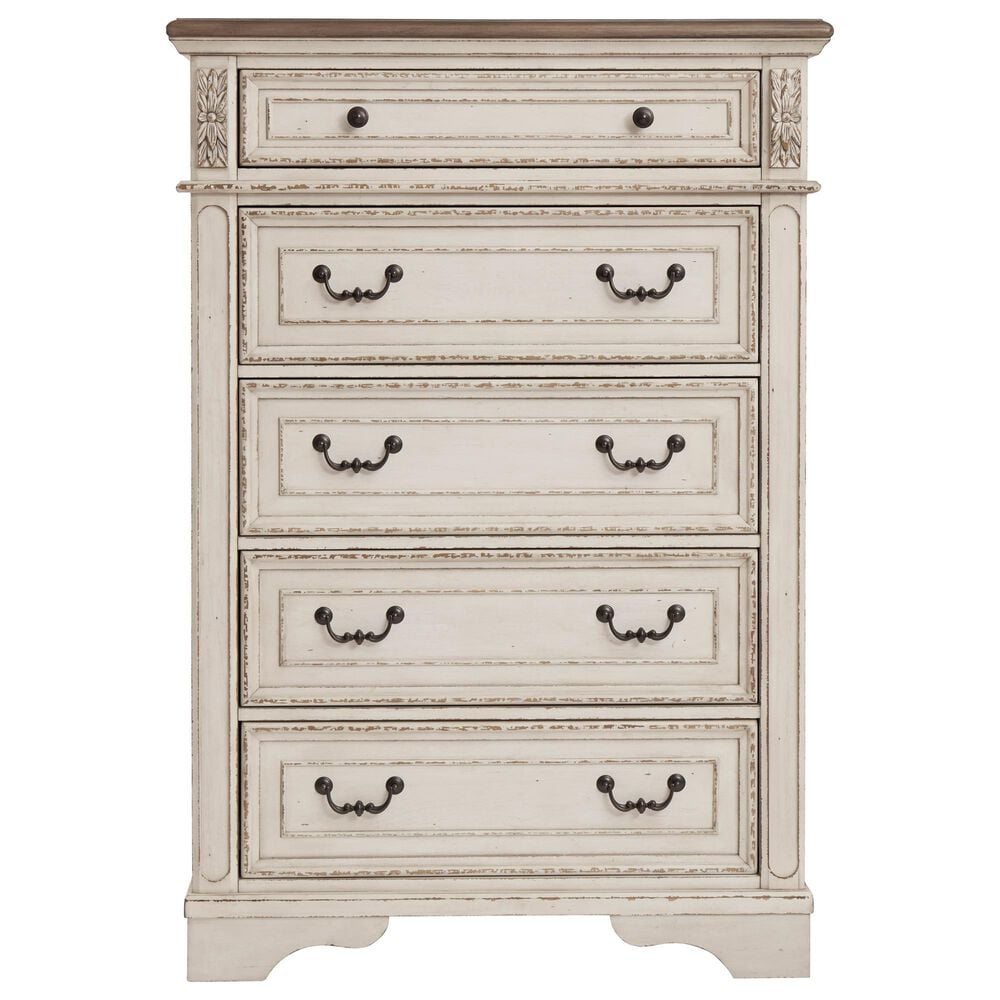 Ashley Realyn 5-Piece Queen Upholstered Bed Set in Chipped White, , large