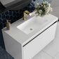James Martin Mantova 35.4" Single Bathroom Vanity in Glossy White and Champagne Brass with 2 cm Glossy White Solid Surface Top and Rectangular Sink, , large