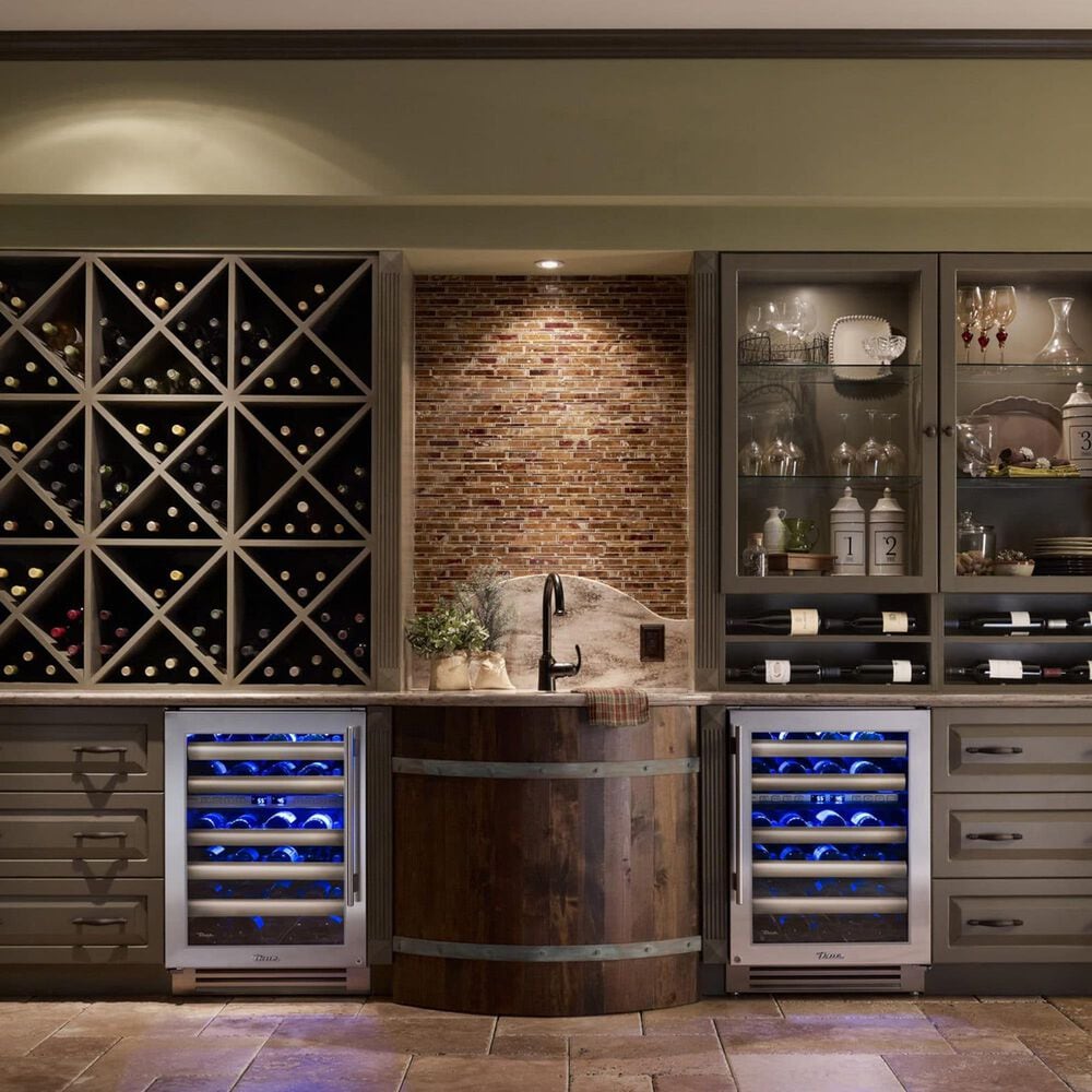 True Residential 5.28 Cu. Ft. Dual Zone Undercounter Wine Cabinet with Right Hinge and Glass Door in Panel Ready, , large