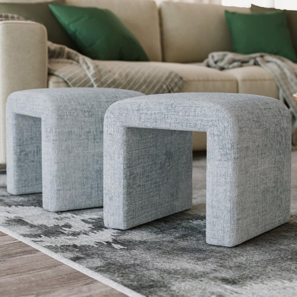 Waltham Sophia Ottoman Bench in Blue, , large