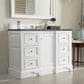 James Martin Vanities De Soto 48" Single Bathroom Vanity in Bright White with 3 cm Parisien Bleu Quartz Top and Rectangular Sink, , large