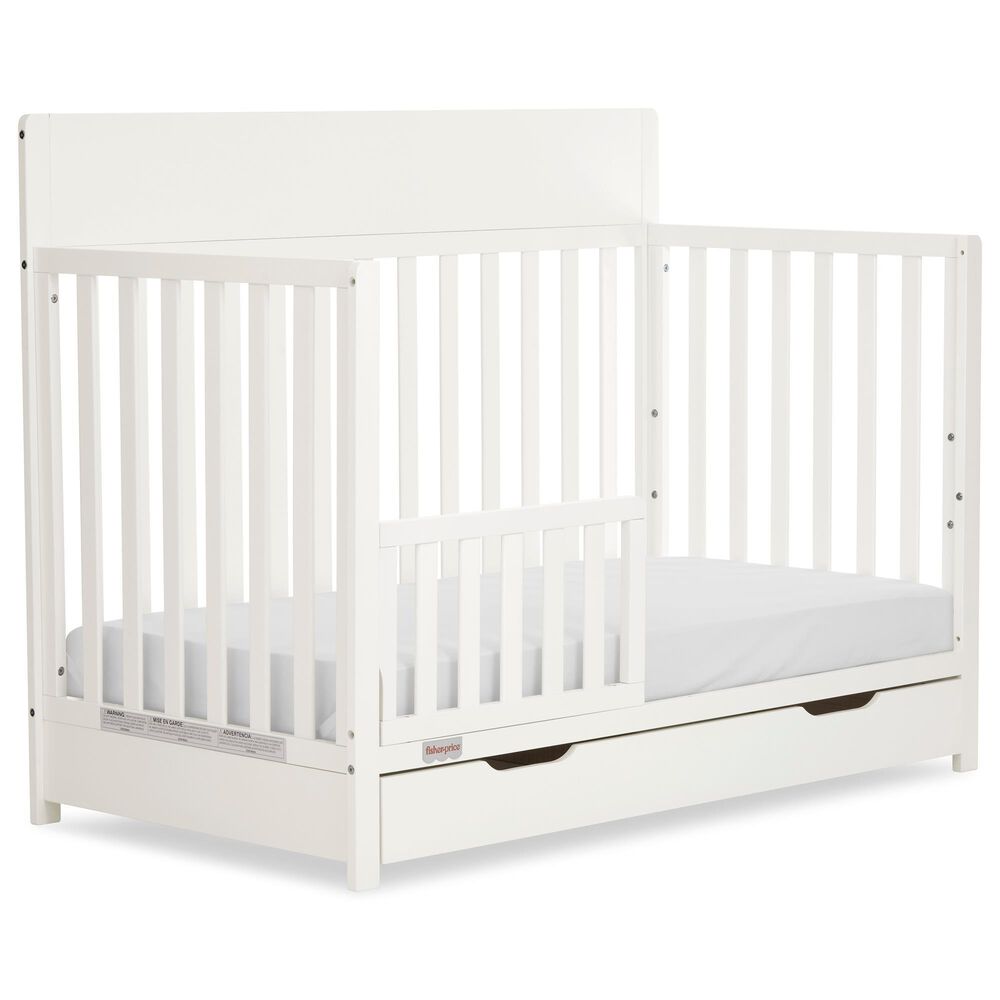 Evolur Meadowbrook 4-In-1 Convertible Crib with Drawer in Cannolia Cream, , large