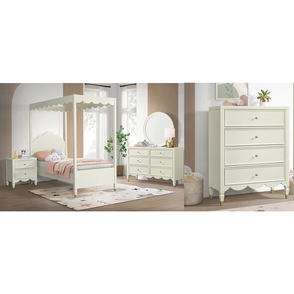 Forma & Co Olivia 5-Piece Twin Canopy Bedroom Set in French White, , large