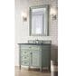 James Martin Vanities Brittany 36" Single Bathroom Vanity in Sage Green with 3 cm Charcoal Soapstone Quartz Top and Rectangular Sink, , large