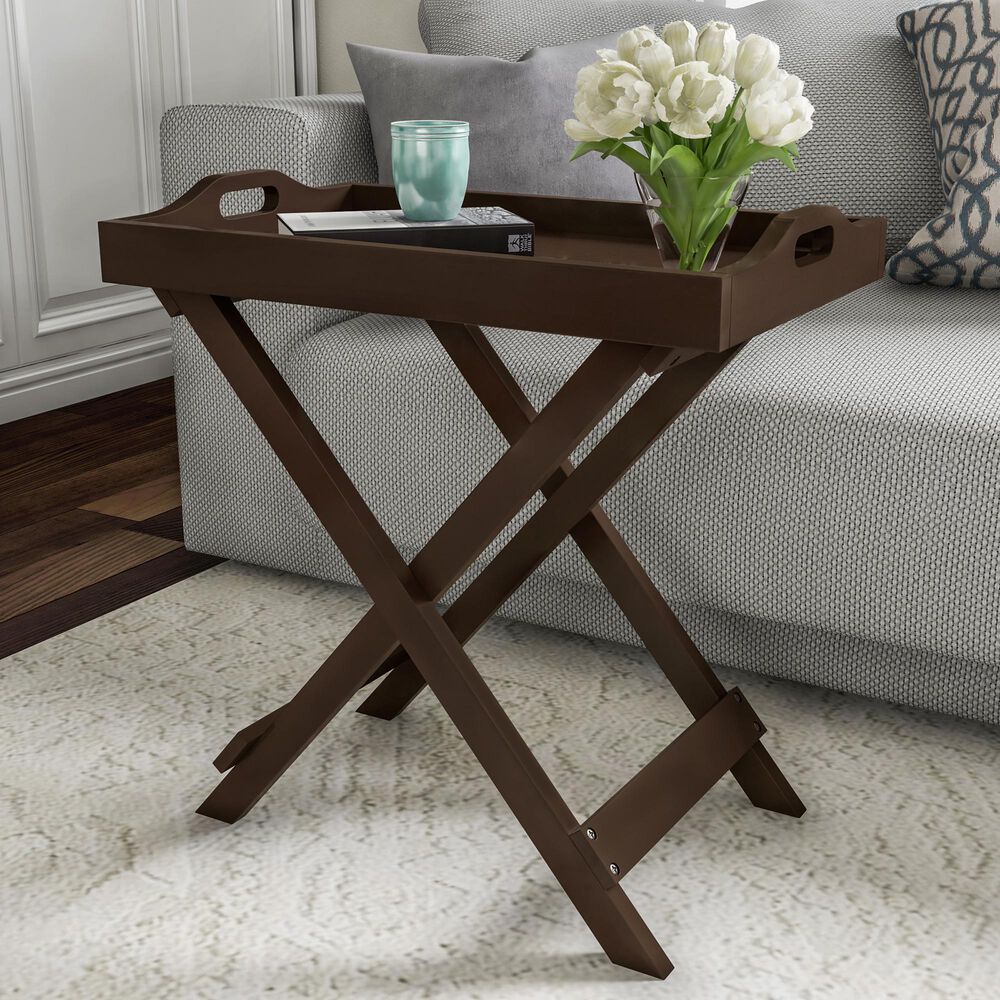 Timberlake Lavish Home Folding End Table in Brown, , large